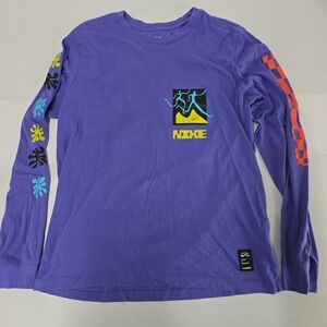 Nike Dri Fit Graphic Long Sleeve Tee Shirt Men's Large Purple‎ Activewear